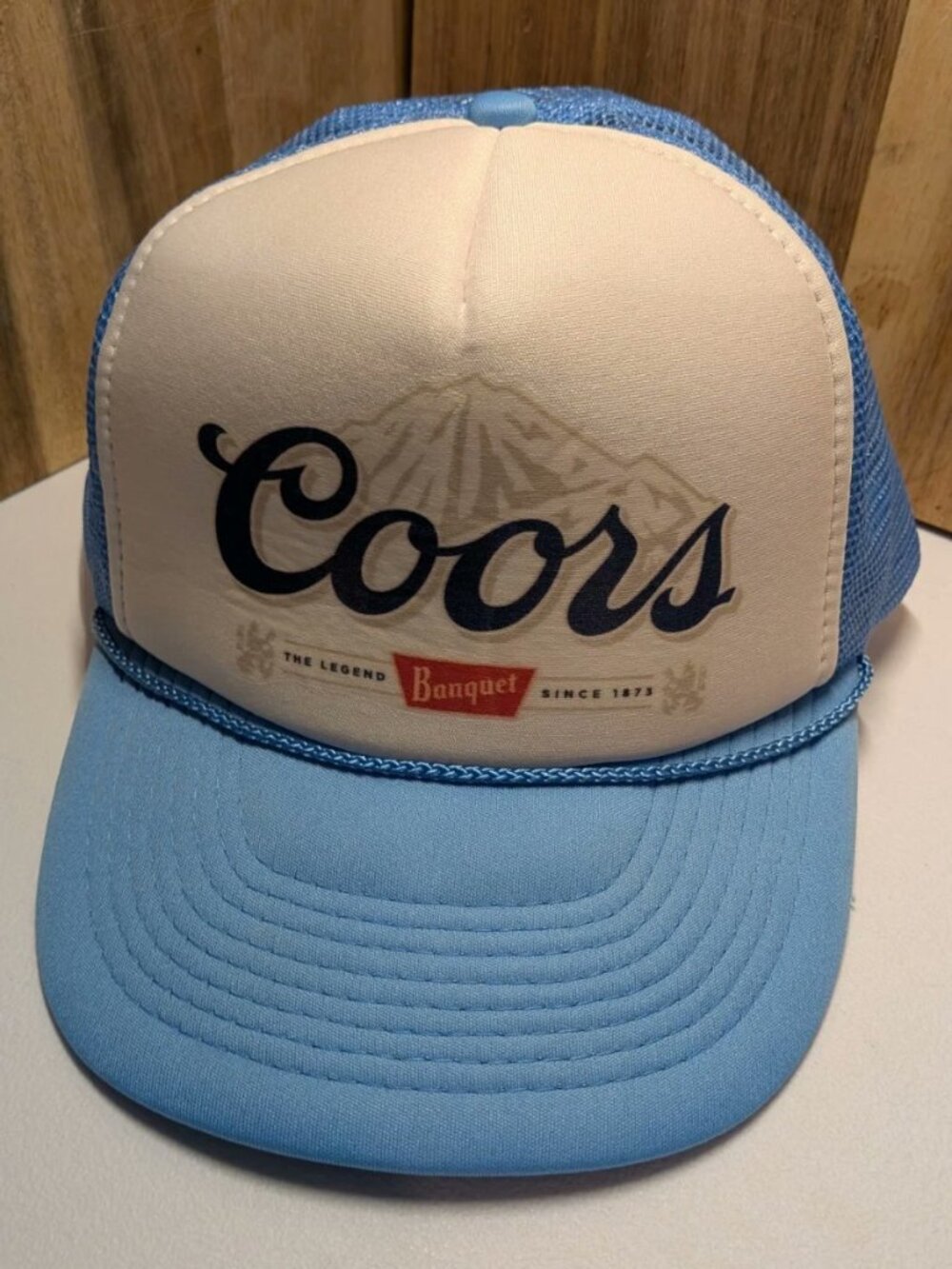 Vintage Coors Beer Trucker Hat - Nissan Brand Light Blue Snapback MeshBack Cap